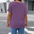 thumbnail image 5 of Plus Size Short Sleeve Tops Women Loose Fit Soft Ribbed Knit Casual V Neck Tunic T-shirts with Faux Pocket (3XL, Purple), 5 of 6