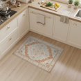 thumbnail image 2 of ODIKA 3'x5' Washable Accent Rug Pet Friendly, Non-Shedding Mat Beige Farmhouse Boho Trellis Vintage Border Neutral Cream Pink for Bedside, Nursery Room, 2 of 7