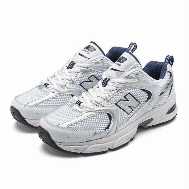 Balance530 White Silver Navy Sports Casual Mesh Soft Fashion Trainers Shoes UK