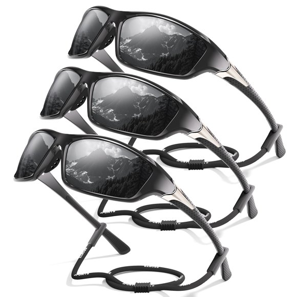Gafas de sol deportivas Foliful polarizadas con protección UV400, paquete de 3