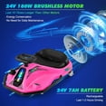 thumbnail image 4 of Pink Electric 24V Kids Ride On Drift Car 360 Degree Rotating Go Kart Boy Girl Gift w/2 Speed,Brushless Motor,Lights,Flag,Music,Bluetooth, 4 of 12