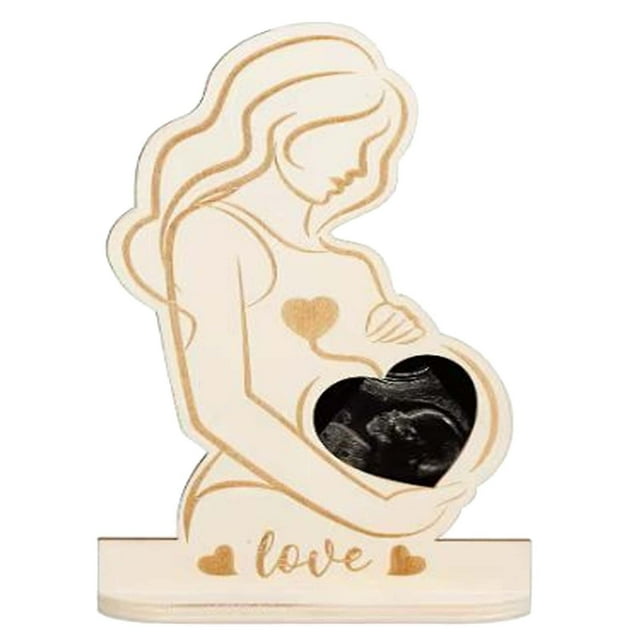 Fiudx Marco de Fotos de Ultrasonido para Bebé, Exhibición Única de Ecografía, Recuerdo de Madera Grabado, Revelación de Género o Regalo para Baby Shower, Perfecto para Embarazadas, 1 Marco Incluido