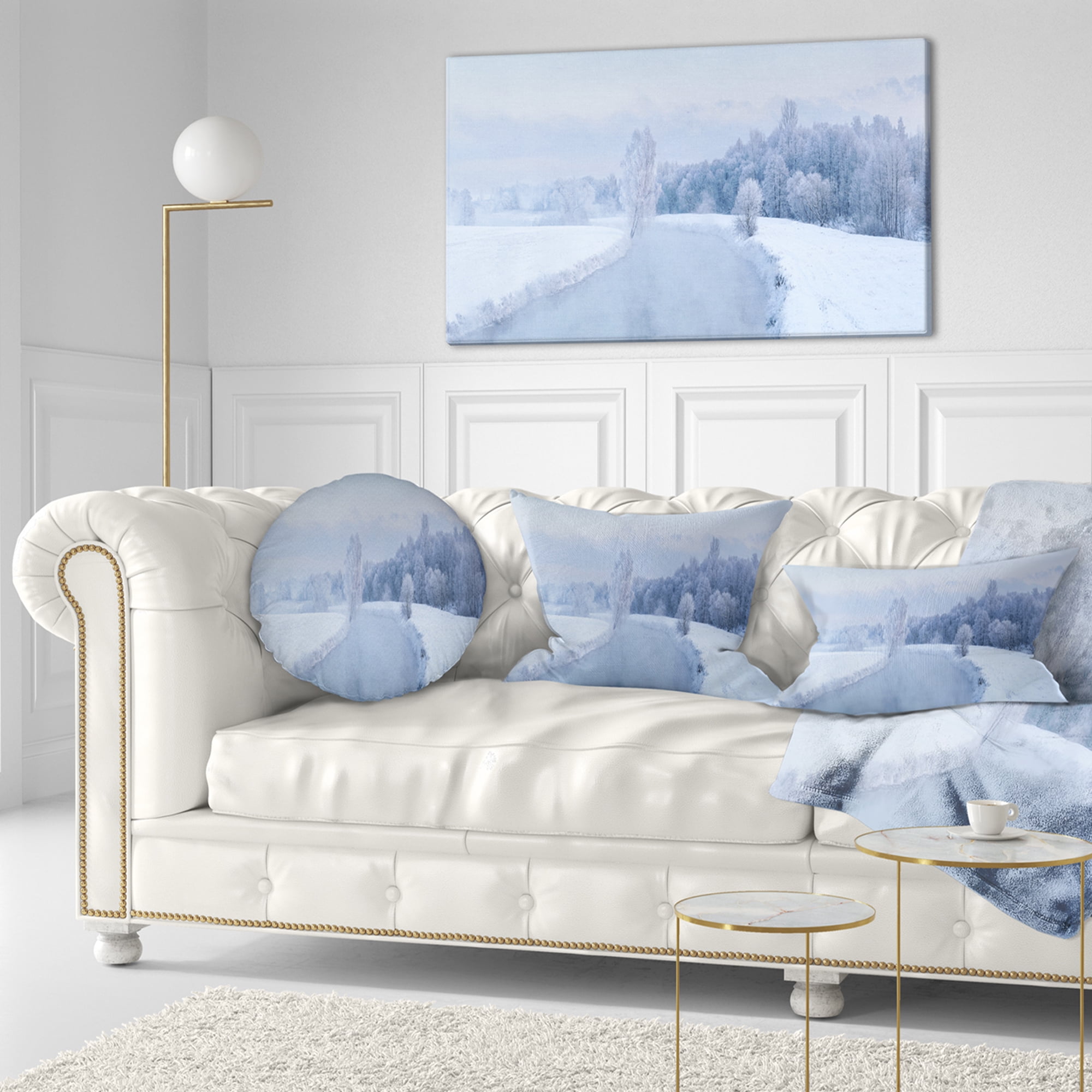 Designart 12" x 20" Blue Polyester Throw Pillow