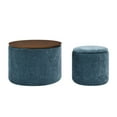 thumbnail image 6 of 2 - Piece Dark Blue Round Chenille Footstool - Storage and Soft Feel - Home and Apartment Use - Simple and Elegant Home Decor, 6 of 6