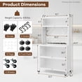 thumbnail image 4 of Barara King Sideboard Buffet Cabinet, Kitchen Storage Cabinet,5 Tier Kitchen Bakers Rack with Lights Multifunctional Microwave Stand with Flip Door Cabinets-White, 4 of 5