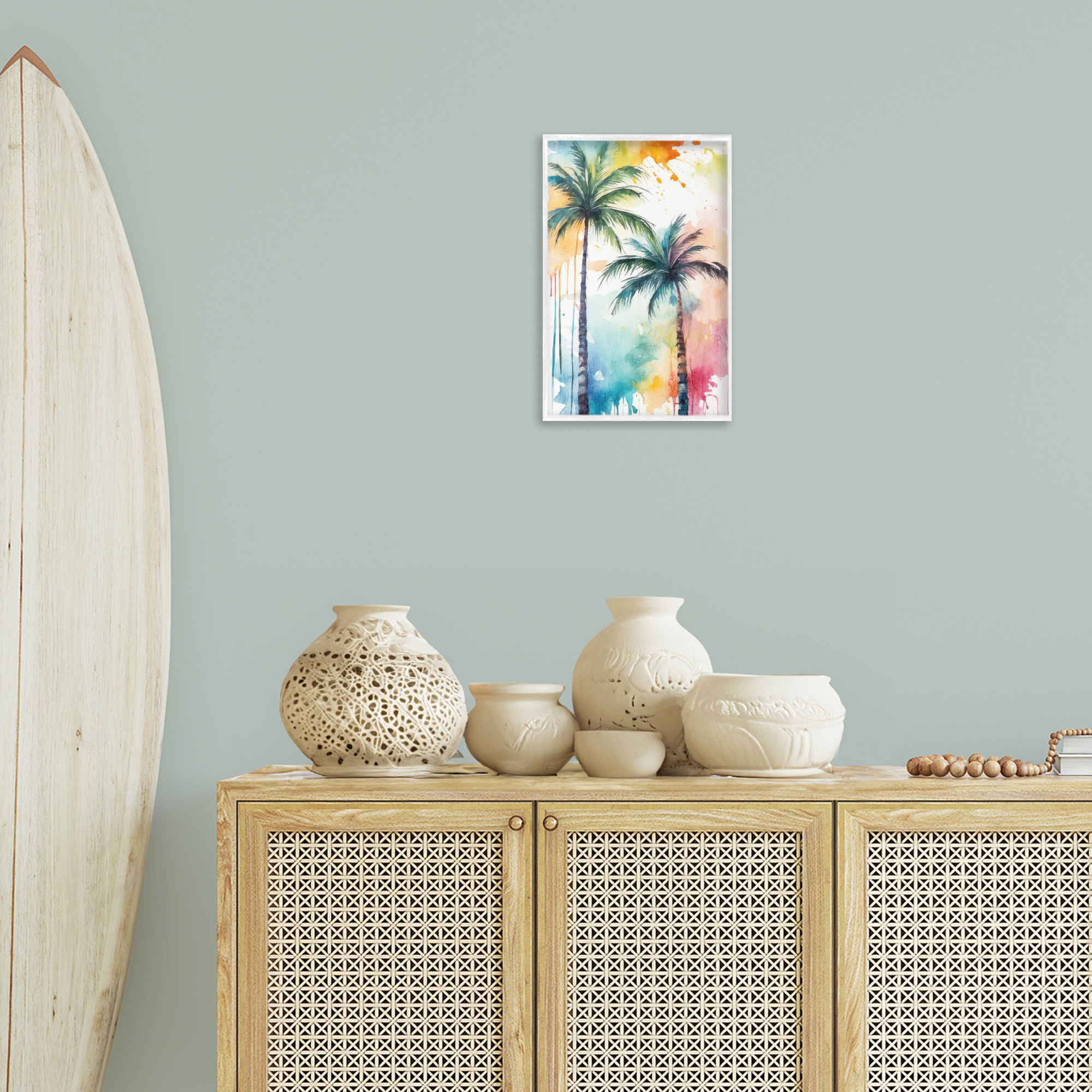Stupell Industries Paint Splash Palms Botanical & Floral Painting White Framed Art Print Wall Art, 12 x 18