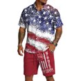 thumbnail image 2 of Men's 4th of July 2 Piece Outfits Patriotic Beach Cruise Button Down Shirts Shorts Sets US 250 Years Anniversary Travel Clothes, 2 of 6