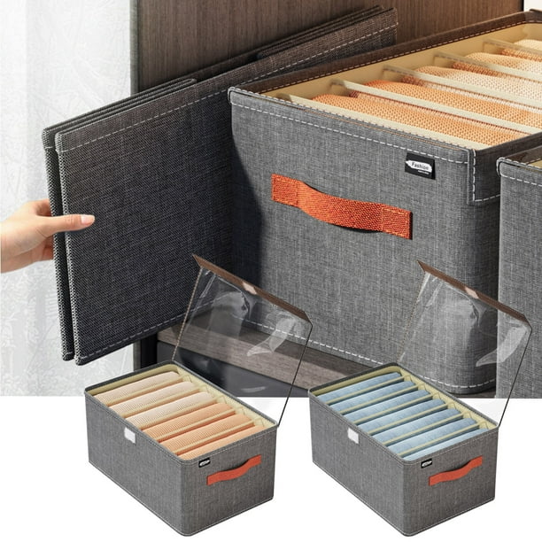 Cajón organizador de ropa con compartimentos 6/7 - Caja plegable de telas lavables con asa gris, 15,75x10,63x7,87 in