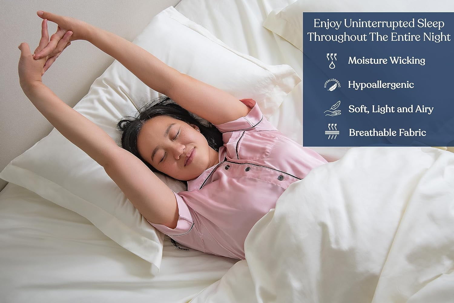 Delara Full Size 7 Pieces Set GOTS Organic Cotton Sheet Bundle, Ultra Soft, Moisture-Wicking, Breathable, Long-Staple, Ivory