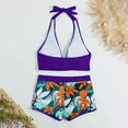 thumbnail image 6 of pstuiky Womens Bikini, Women High Waisted Bikini Set with Chest Pad No Underwire Deep V Neck Print Patchwork Swimsuit Two Piece for Summer Beach Pool Purple M, 6 of 8