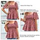 thumbnail image 3 of Top de manga corta para mujer, camisa fruncida con cintura elástica, Top de moda con dobladillo suelto Jacquard, 3 of 8