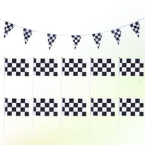 USHOBE Mini Racing Flag Banner and Flags Black White Plastic 16pcs