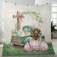 thumbnail image 4 of Easter Egg Dachshund Bunny Ear Welcome Spring Truck Quilt Blanket Wiener Dog Lover Gifts Idea Cozy Comforter Throw Blanket - 12002, 4 of 5