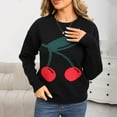 thumbnail image 5 of Tnhcen Women's Cherry Print Sweater Soft Acrylic Knit Top Casual Crewneck Pullover Fall Winter Warm Wear Long Sleeve Comfort S-XL, 5 of 8