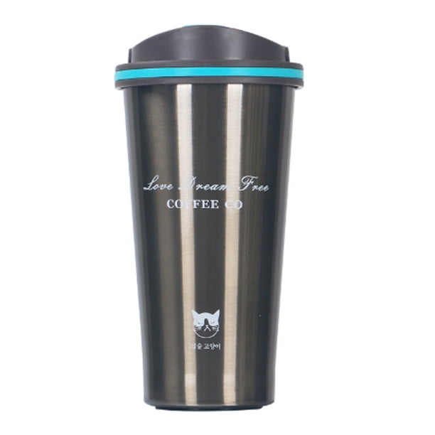 Yuarrent Tazas de café tipo gato de 500ml, botella con tapa de viaje, termosello de acero inoxidable, termos, botella aislada, taza, triangulación de Utensilios de cocina negro Yuarrent JJ17500-02