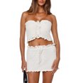 thumbnail image 1 of SAYOO Traje Casual para Mujer, Color Sólido Sin Mangas Sin Espalda Sin Tirantes Tops+Falda Corta Con Volantes Ahuecada SAYOO Casual, 1 of 8