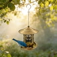 thumbnail image 4 of Metal Gazebo Bird Feeder for Outdoors - Hanging Wrought Iron Feeder with Roof for Garden & Patio, Easy to Clean & Fill, Gold Finish, 4 of 5