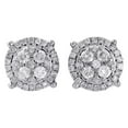 thumbnail image 2 of 10K White Gold Diamond Circle Studs Small 8.15mm Halo Cluster Earrings 0.50 Ct., 2 of 5