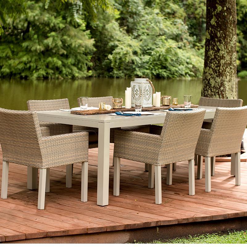Lafitte 7 Piece Wicker Patio Dining Set W 87 X 39 Inch