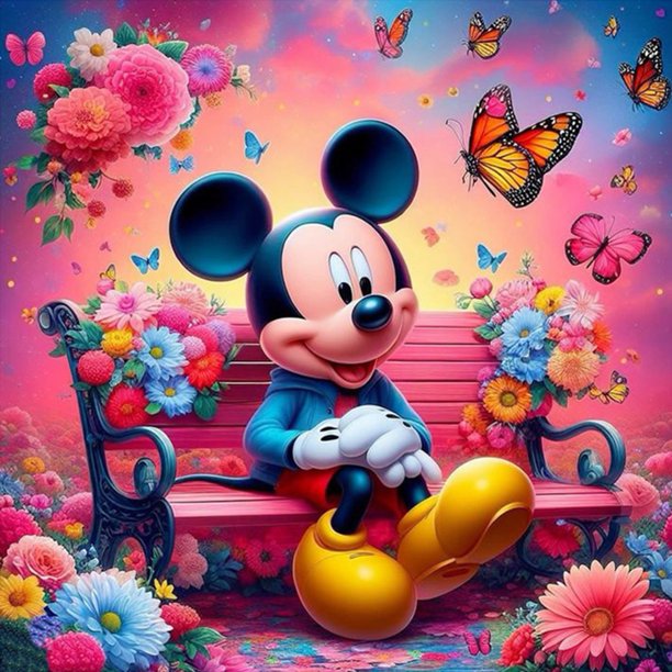 Pintura de diamante 5D Wdftyju DIY taladro redondo completo Mickey 30x30cm