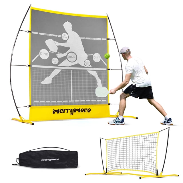 Red de rebote de práctica de pickleball MerryMove Yellow 2 en 1