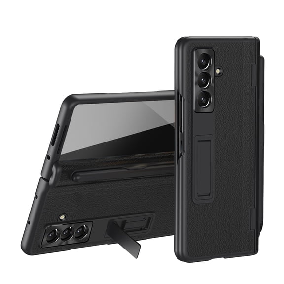 for Samsung Galaxy Z Fold8 Ultra Case with Magnetic Hinge Protection, Stylus Holder & Stylus, Built-in Screen Protector Adjustable Stand Shockproof Thin PU Leather Hard PC Folding Cover, Black