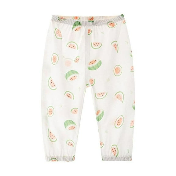 VERUGU Baby Pants Toddler Summer Thin Sleepwear Peach Printed Wide Leg Pants for Boys and Girls Open Leg Bloomers Long Pants White 2 Years