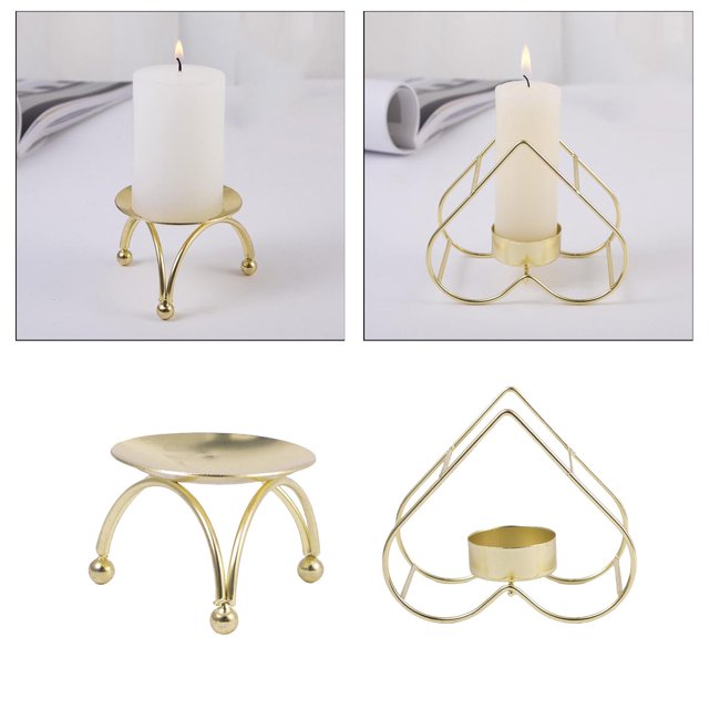 candeliere de de 2 uds, candeliere de lámpara de té con pilar de metal, de decorativos de escritorio para y vacac Soledad Portavelas pequeño de placa de hierro