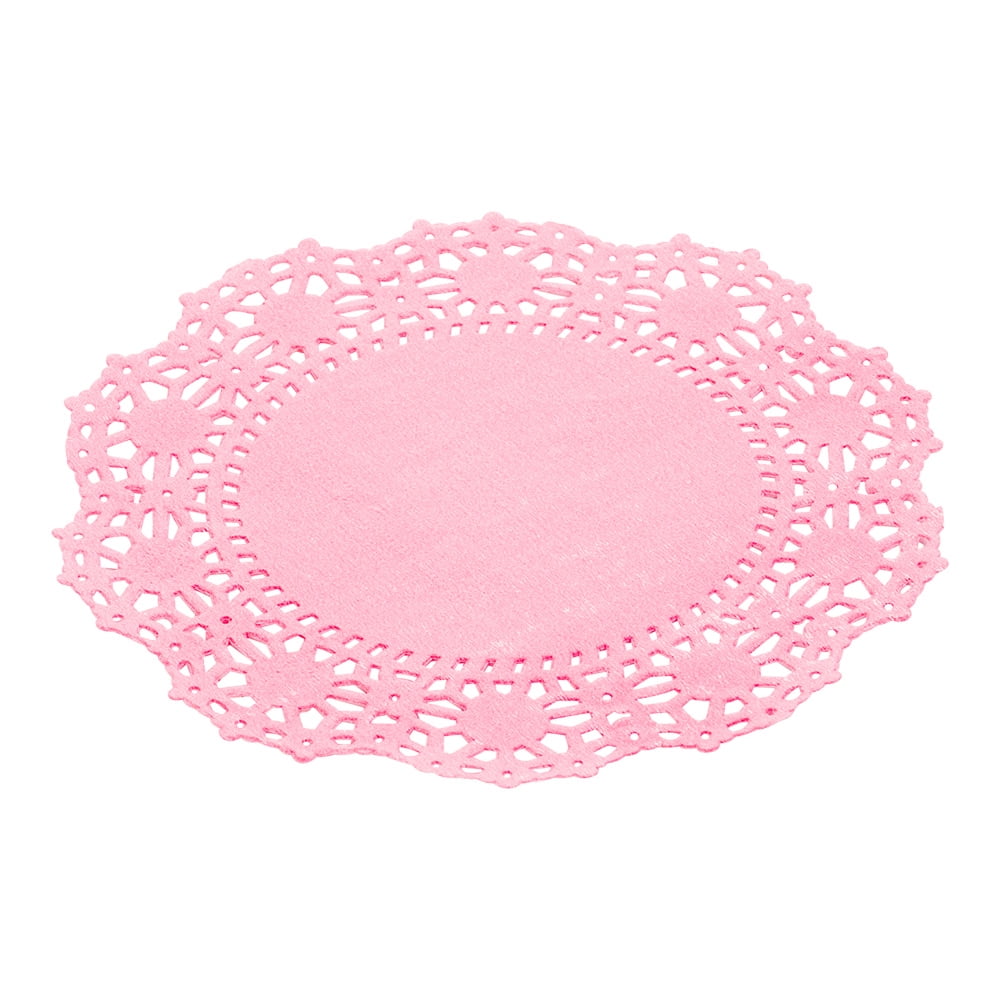 Pastry Tek Pink Paper Doilies Lace 4" x 4" 100 count box