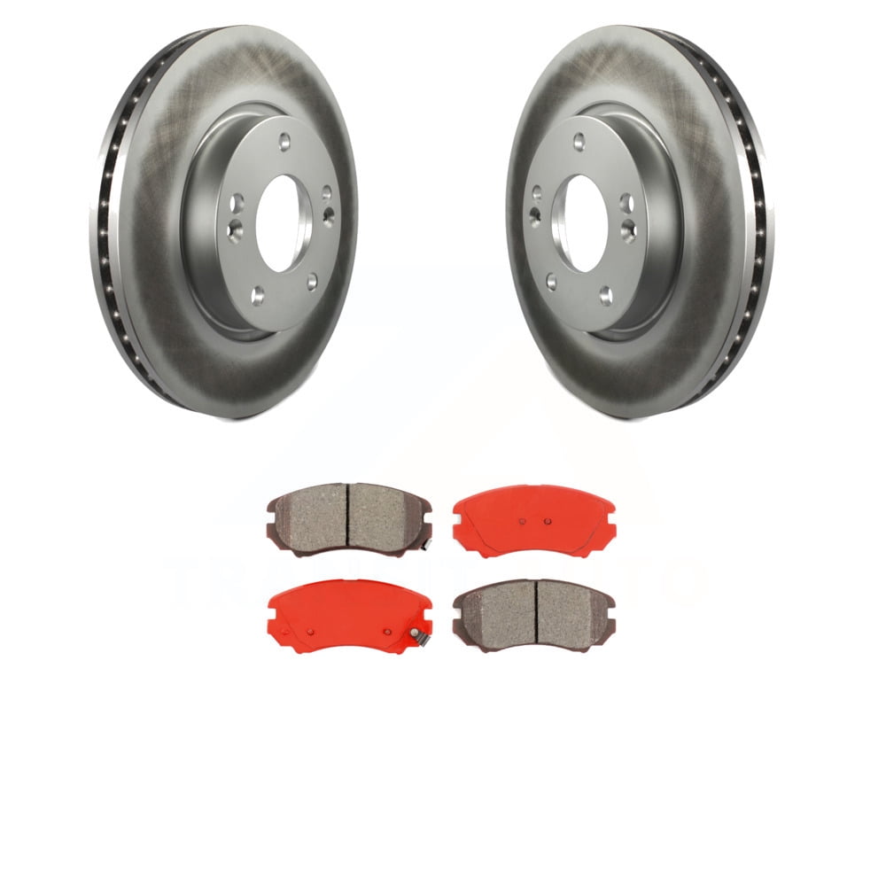 Front Coated Disc Brake Rotors And SemiMetallic Pads Kit For Hyundai
