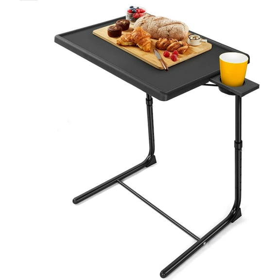 MY TV Tray - TV Table, Folding Table Trays, w/6 Height & 3 Tilt Angle, TV Tray Table w/Cup Holder, Dinner Tray for Eating on Couch, Laptop, Bed & Couch