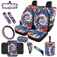 thumbnail image 2 of HUIACONG Car Interior Set, with Car Seat Belt Cushion Auto Safety Belt Cover Car Armrest Protector, 14 Pack American Tie Dye Pattern, 2 of 8