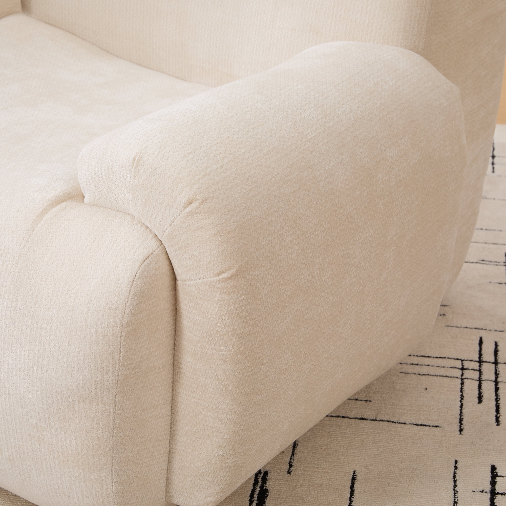 43" Wide Modern Upholstered Oversized Accent Chair, Boneless Single Sofa Chair, Chenille Armchair Comfy Reading Lounge Chair with Deep Seats for Living Room Bedroom Apartment, Dorms, Beige
