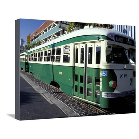Digital Electric Trolley - Electric Trolleys, Fisherman's Wharf, San Francisco, California, USA Stretched Canvas Print Wall Art By William Sutton