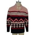 thumbnail image 6 of Men's Knitted Cardigan Sweater Shawl Collar Long Sleeve Sweaters Color Block Tops Heavy Weight Fall Winter Outfits Hot Pink S, 6 of 7