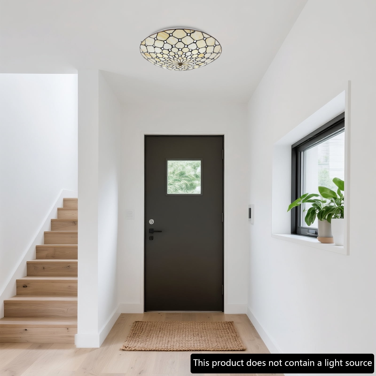 Tiffany Ceiling Light Flush Mount Chandelier Wide Stained Glass Ceiling Light (Bulbs Not Included)