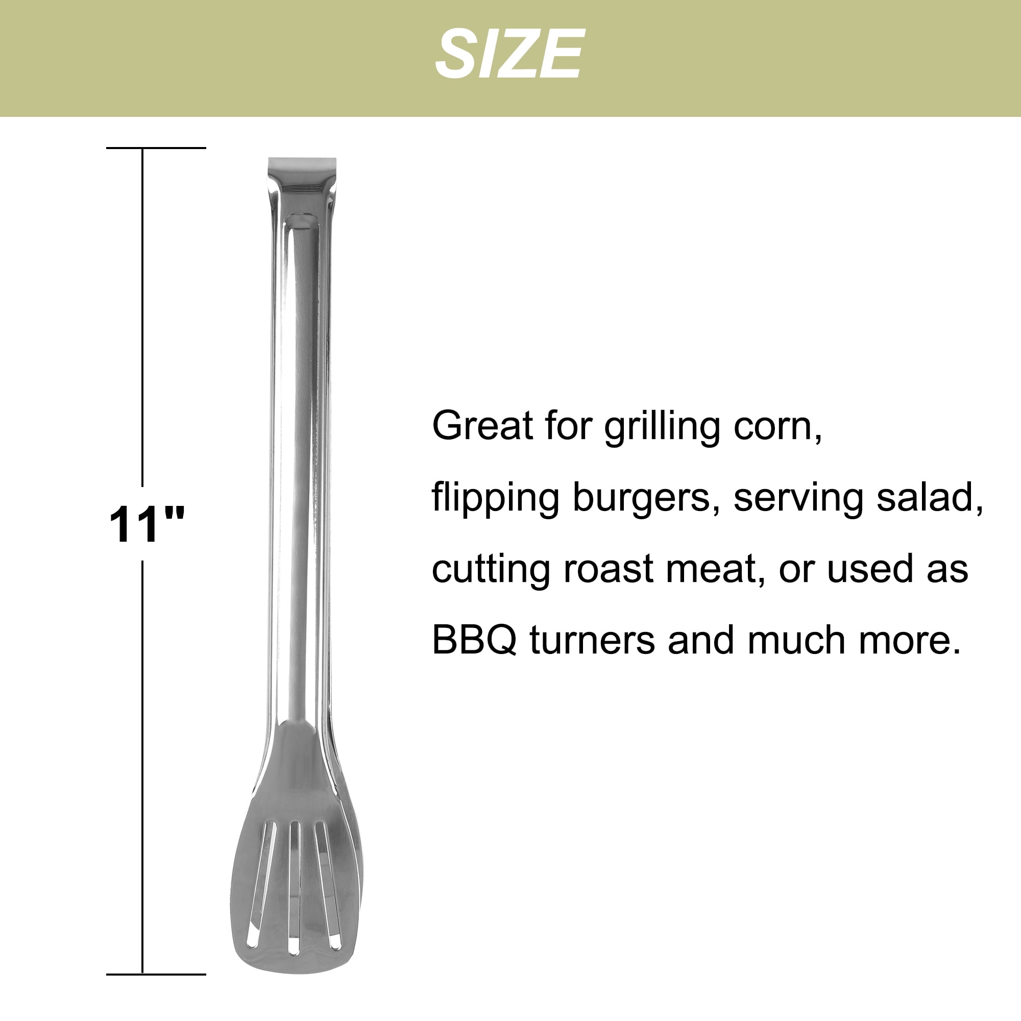 Unique Bargains Kitchen Tongs, Stainless Steel Serving Tongs for Cooking Silver 11"