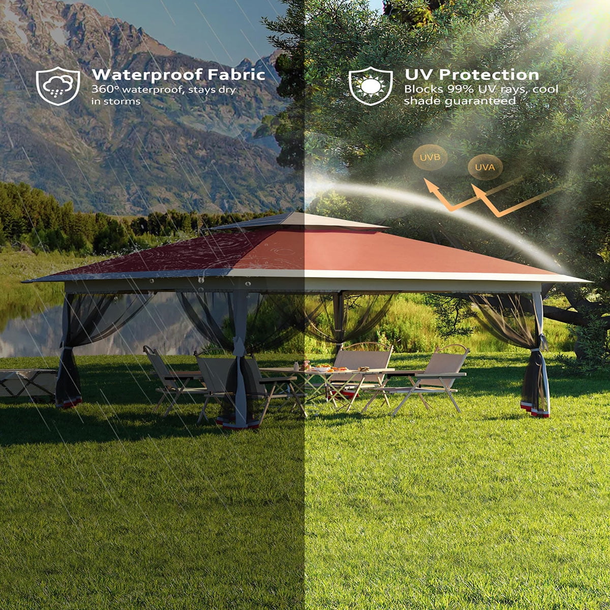Soonbuy 13x13 Outdoor Gazebo,Canopy Tent with Mosquito Netting,Outdoor Gazebo for Backyard & Patio Furniture