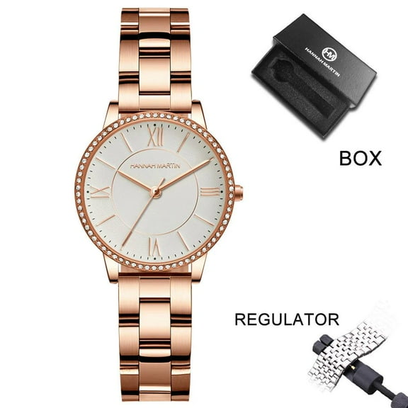 Reloj Mujer New Top Brand Hannah Martin 34mm Japanese Movement Rose Gold Luxury Rhindiamonds Fashion Quartz Women's watch
