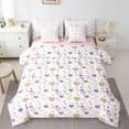 thumbnail image 3 of Feelyou Cute Love Heart Bedding Comforter Set 7pcs for Teen, Kawaii Graffiti Print Queen Bedding Sets, Fashion Cartoon Style Reversible Queen Sheet Sets, Lightweight Room Decor, 3 of 8