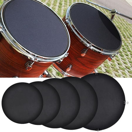 Drum Pad,Ymiko 10pcs Mute Silencer Drumming Practice Pad Bass Drums Quiet Sound off Black,Drumming