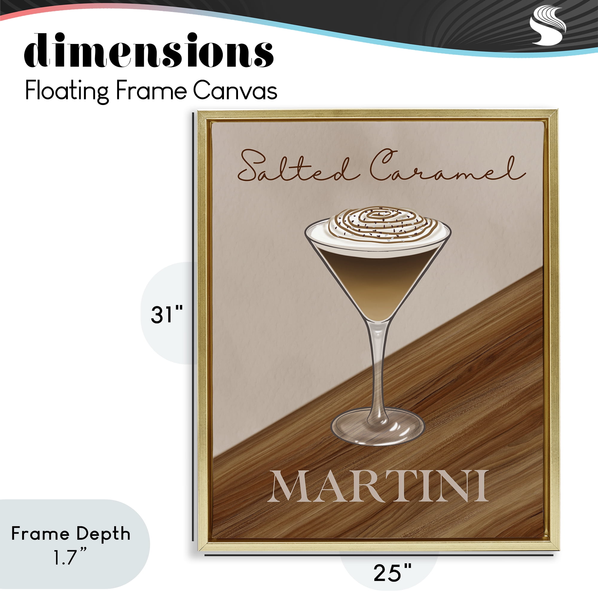 Stupell Industries Salted Caramel Martini Gold Framed Floater Canvas Wall Art, design by Marcus Prime
