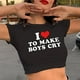 thumbnail image 3 of Crop Top Woxlica I Heart to Make Boys Cry Y2K Black para mujer, 3 of 6