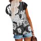 thumbnail image 4 of Fiudx Ofertas Del Día Top/Camisa de Manga Corta con Cuello Redondo y Malla de Encaje Estampada para Mujer, 4 of 5