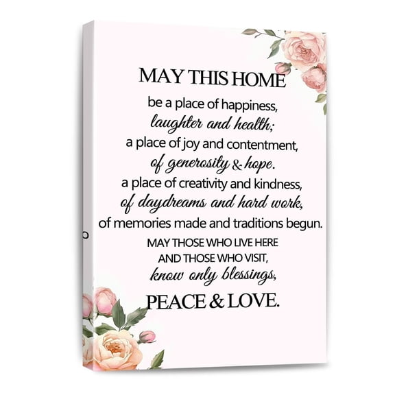 May This Home Be a Place of Happiness Inspirational Quote Canvas Print Wall Art Painting for Home Decor Housewarming Gift Poster