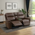 thumbnail image 2 of MAYEERTY Power Reclining Loveseat, Electric 2-Seat Leather Recliner with USB Charging, Storage & Cup Holders for Living Room, Reddish Brown, 2 of 7