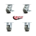thumbnail image 2 of 4 Inch Thermoplastic Rubber Caster Set with Roller Bearings 2 Brakes 2 Rigid SCC, 2 of 2