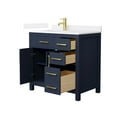 thumbnail image 2 of Beckett 36" Dark Blue Single Vanity & White Quartz Top (1-Hole) & Gold Trim, 2 of 5