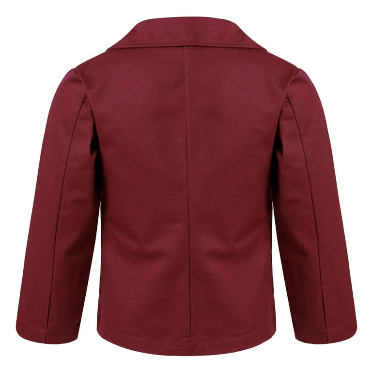 DPOIS Kids Boys Gentleman Blazer Jacket Button Down Long Sleeve Lapel Collar Casual Dress Coat
