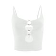 thumbnail image 5 of Honeeladyy - Camiseta sin mangas con cuello en U profundo y corte bajo para mujer, con fruncido en el o-ring, elástica, sin mangas, 5 of 5